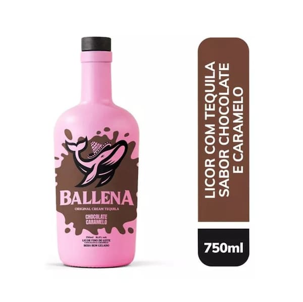 imagem de Licor Com Tequila Chocolate E Caramelo Ballena 750ml