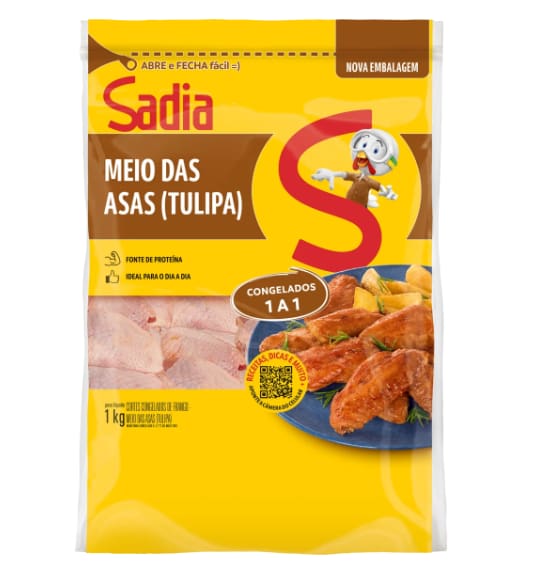 imagem de Meio da Asa de Frango Tulipa Congelada Sadia 1kg